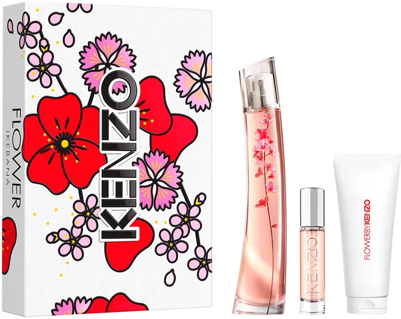Flower Ikebana Sakura Gift Set 75 ml EDP + 10 ml EDP + 75 ml Body Milk fra Kenzo – produktbillede