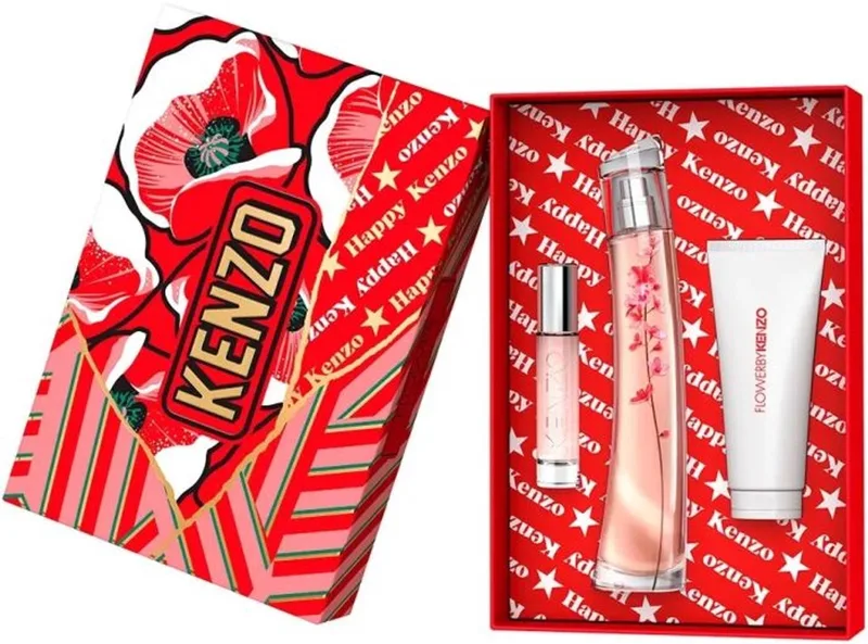 Flower Ikebana Sakura Gift Set 75ml EDP + 10ml EDP + 75ml Body Lotion fra Kenzo – produktbillede