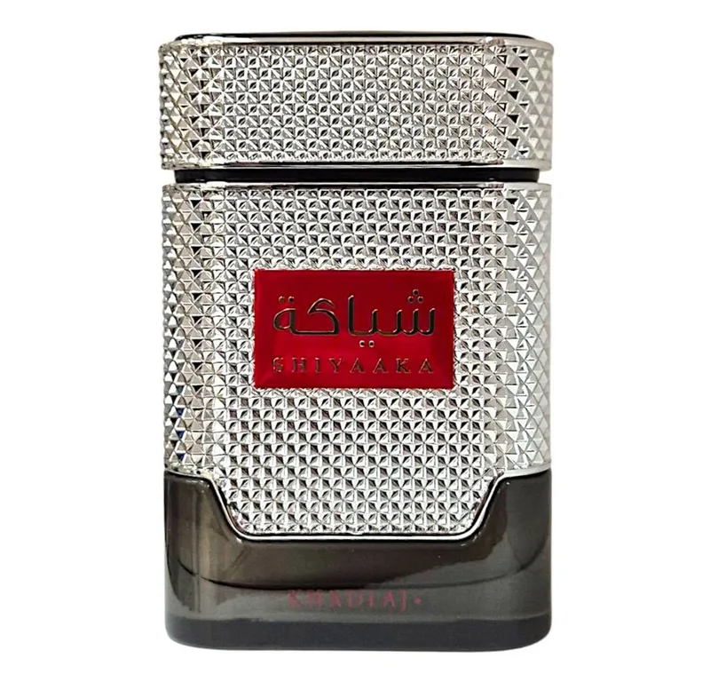 Duft-Set Shiyaaka Silver Eau de Parfum 100ml + Parfümzerstäuber (leer) Set von Khadlaj – Produktfoto