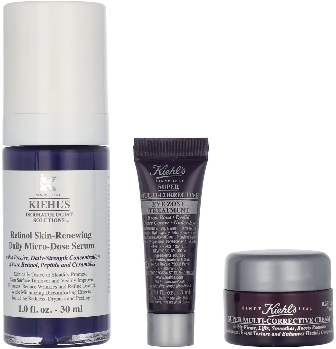 Anti-Ageing Preparations Set 40 ml - Retinol Serum 30ml/Eye Treatment 3ml/Face & Neck cream 7ml van Kiehl's – productfoto