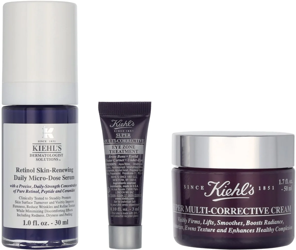 Anti-Aging Essentials Giftset 40 ml - Retinol Serum 30ml/Eye Treatment 3ml/Face & Neck cream 7ml de Kiehl's – photo du produit