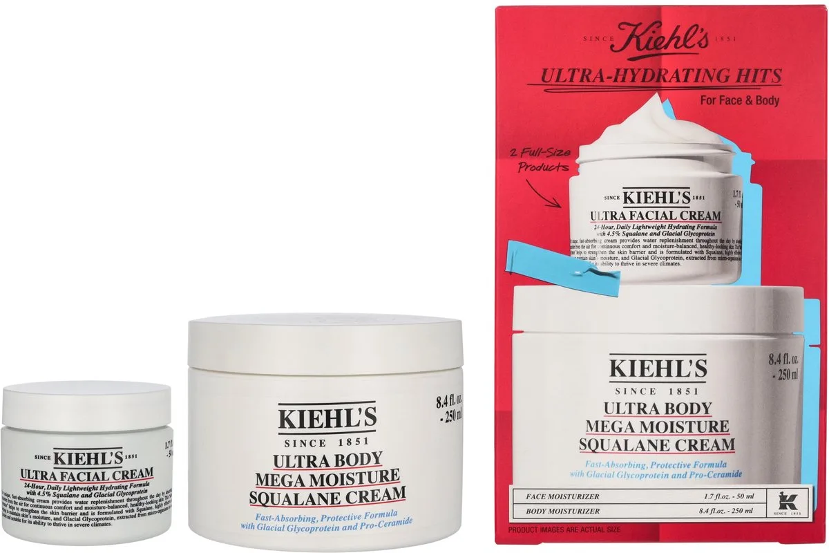 Ultra-Hydrating Hits Face & Body Set 300 ml - Facial Cream 50ml/Body Mega Moisture Squalane Cream 250ml von Kiehl's – Produktfoto