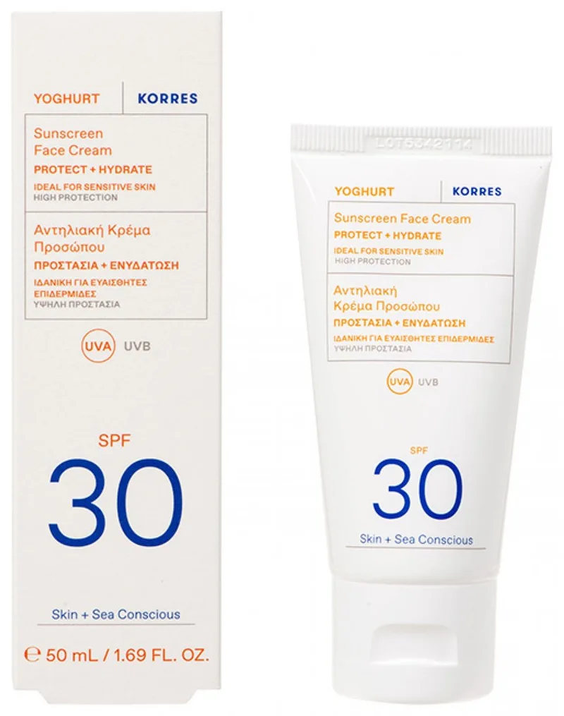 Yoghurt Zon Gezichtscrème SPF30 van Korres in 50 ml – productfoto