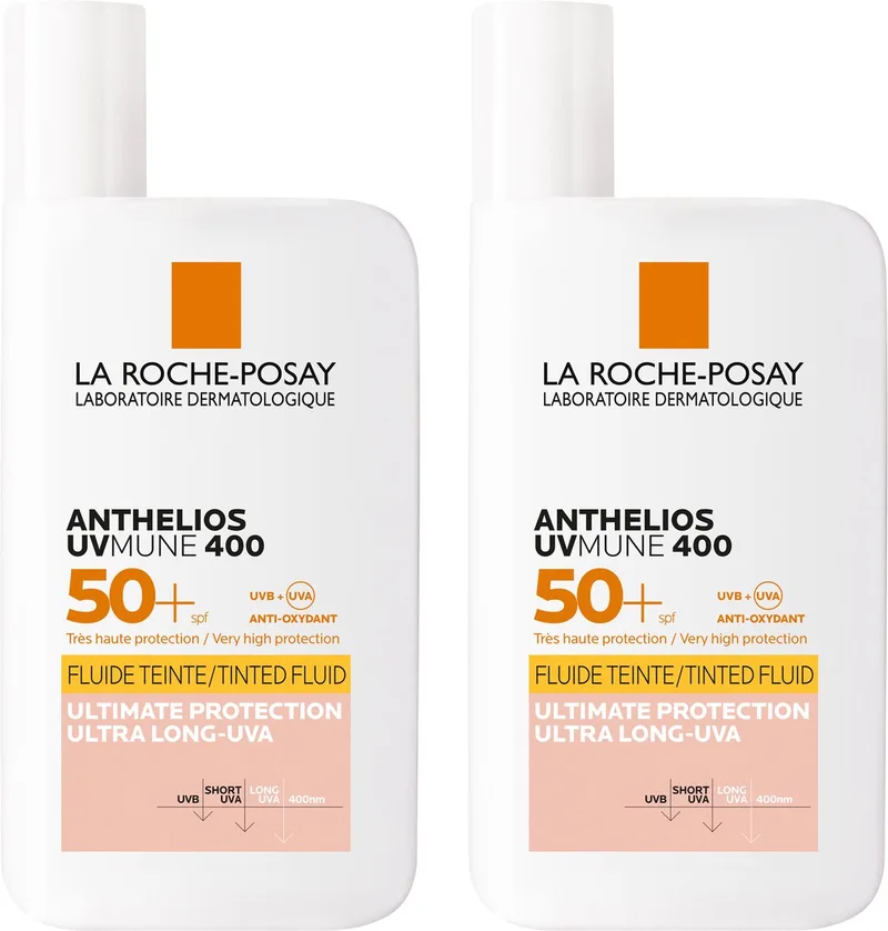 Anthelios UVMUNE 400 Getinte Fluide - Gevoelige Huid SPF50+ - Zonnebescherming voor het gezicht - Voordeelbundel 2x 50ml by La Roche-Posay – product photo