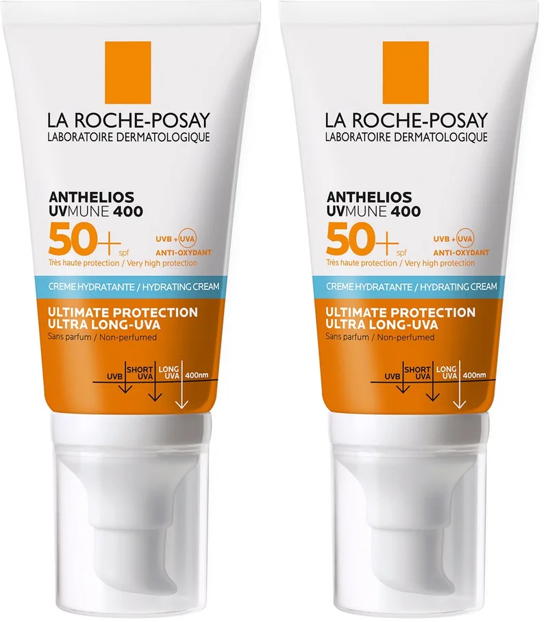 Anthelios UVMune 400 - Hydraterende Zonnebrandcrème SPF50+ - Gezicht - Voordeel bundel 2x 50 ml fra La Roche-Posay – produktbillede