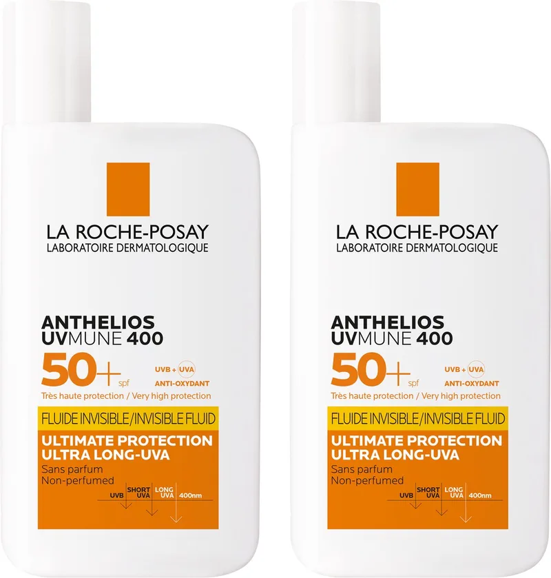 Anthelios UVMUNE 400 Onzichtbare Zonnebrand Fluide SPF50+ - Voordeelbundel 2x50ml fra La Roche-Posay – produktbillede