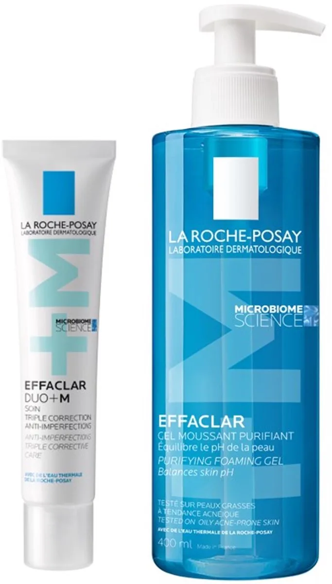 Effaclar routine - Effaclar Duo+M Dagcrème 40ml + Zuiverende Gel 400ml - voor vette, onzuivere huid met neiging tot acne - Anti-puistjes routine bundel von La Roche-Posay – Produktfoto