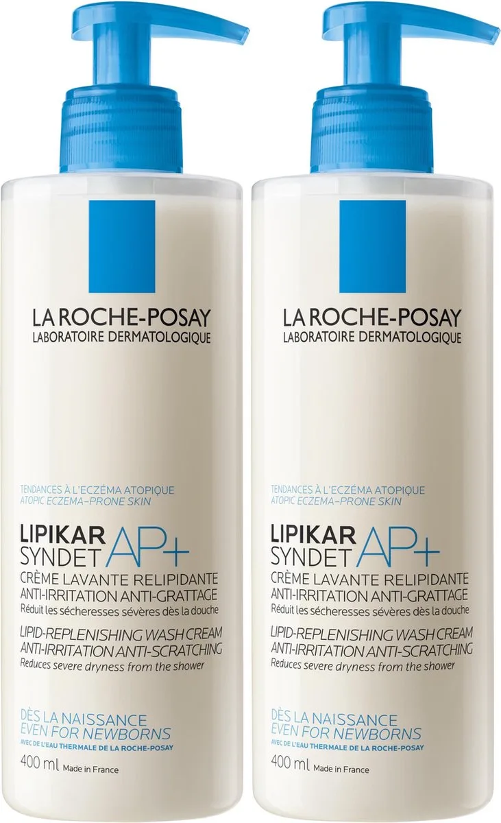 Lipikar Syndet AP+ reiniging - Douchemiddel - voor een gevoelige en droge huid - 2x400ml fra La Roche-Posay – produktbillede
