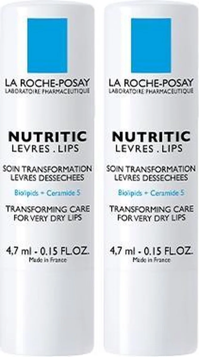 Nutritic Lippenstick - Lippenbalsem - (zeer) droge lippen - 2x4,7ml fra La Roche-Posay i Hvid – produktbillede