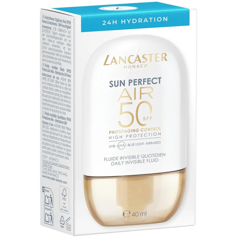 Sun Perfect AIR SPF50 Daily Invisible Fluid 24H Hydration fra Lancaster i 40 ml – produktbillede 2 af 3