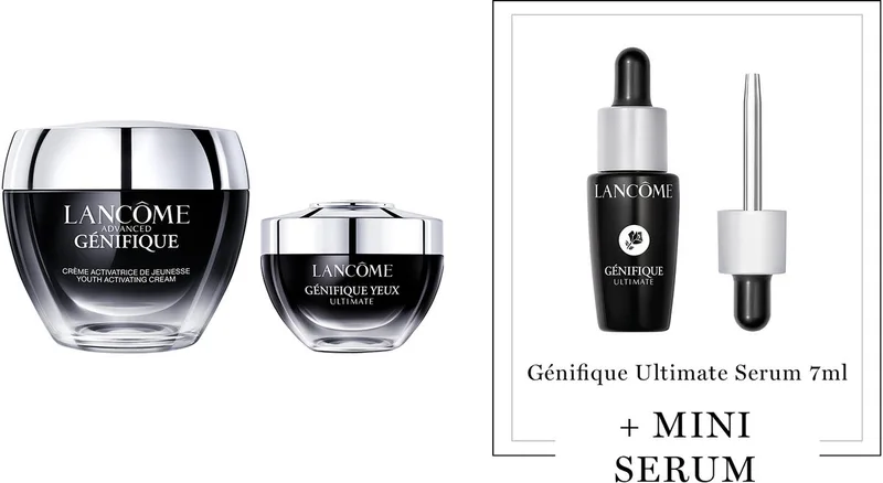 Génifique 2-Step Anti Rimpel Moisturizer Skincare Routine Dagcreme | Oogcreme + Cadeau - Advanced Génifique Dagcreme 50ml & Génifique Ultimate Eye Cream 20ml + Génifique Ultimate Serum 7ml Cadeau de Lancôme – photo du produit
