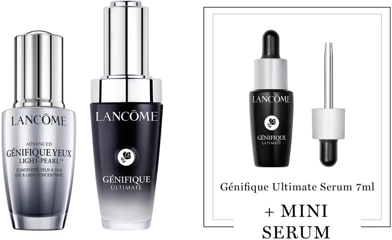 Génifique 2-Step Anti Rimpel Moisturizer Skincare Routine: Serum | Oogserum + Cadeau - Génifique Ultimate Serum 30ml & Advanced Genifique Light Pearl Oogserum 20ml + Génifique Ultimate Serum 7ml Cadeau de Lancôme – photo du produit