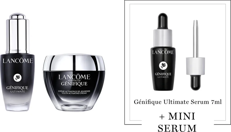 Génifique 2-Step Anti Rimpel Skincare Discovery Routine: Serum | Moisturizer + Cadeau - Génifique Ultimate Serum 20ml & Advanced Génifique Dagcreme 50ml + Génifique Ultimate Serum 7ml Cadeau fra Lancôme – produktbillede