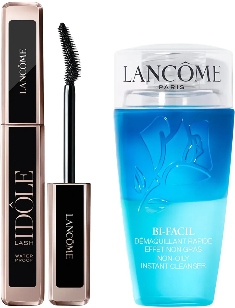 Lancôme 2-Step Wimper Routine Waterproof Mascara | Make Up Remover - Lash Idôle Mascara Waterproof Zwart & Bi-Facil Oog Make-up Remover by Lancôme in 001 Black, 75 ml – product photo