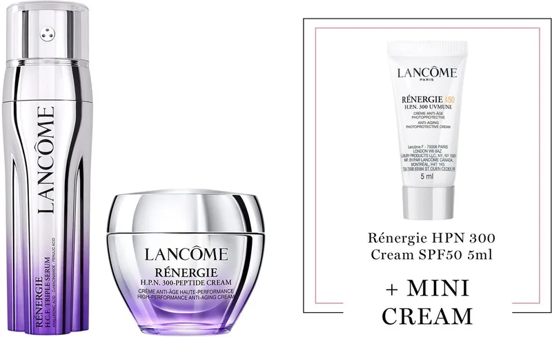 Rénergie 2-Step Anti Rimpel Moisturizer Skincare Routine - Serum | Dagcreme + Cadeau - Rénergie H.C.F. Triple Serum 50ml & Rénergie H.P.N. 300-Peptide Dagcreme 50ml + Rénergie HPN300 SPF50 5ml Cadeau de Lancôme – photo du produit