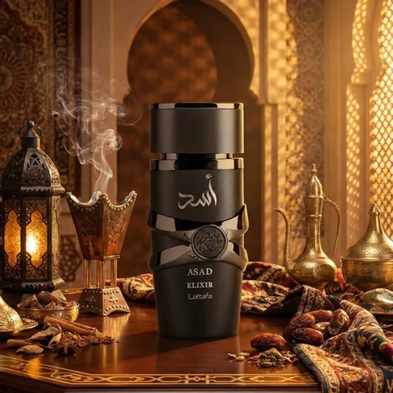 Asad Elixir - Eau de parfum voor heren met kruidige geurnoten - met gratis refiller fra Lattafa i 100 ml – produktbillede