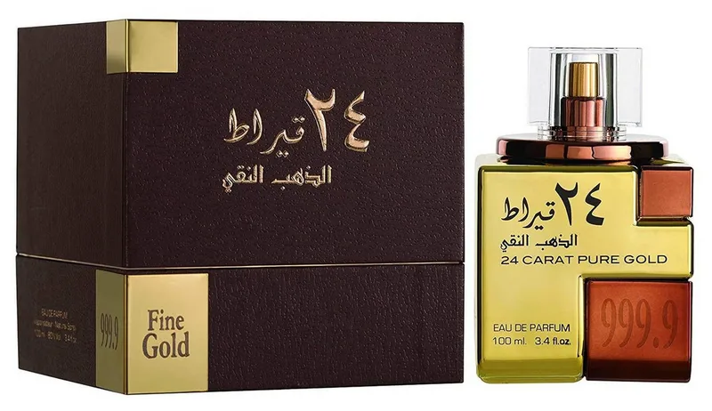 Duft-Set 24 Carat Pure Gold Eau de Parfum (EDP) Damen Herren Spray, Orientalisch-würziger Duft mit Amber, Safran, Zimt und Sandelholz von Lattafa – Produktfoto 1 von 2