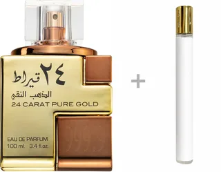 Duft-Set 24 Carat Pure Gold Eau de Parfum (EDP) Damen Herren Spray, Orientalisch-würziger Duft mit Amber, Safran, Zimt und Sandelholz von Lattafa – Produktfoto 2 von 2