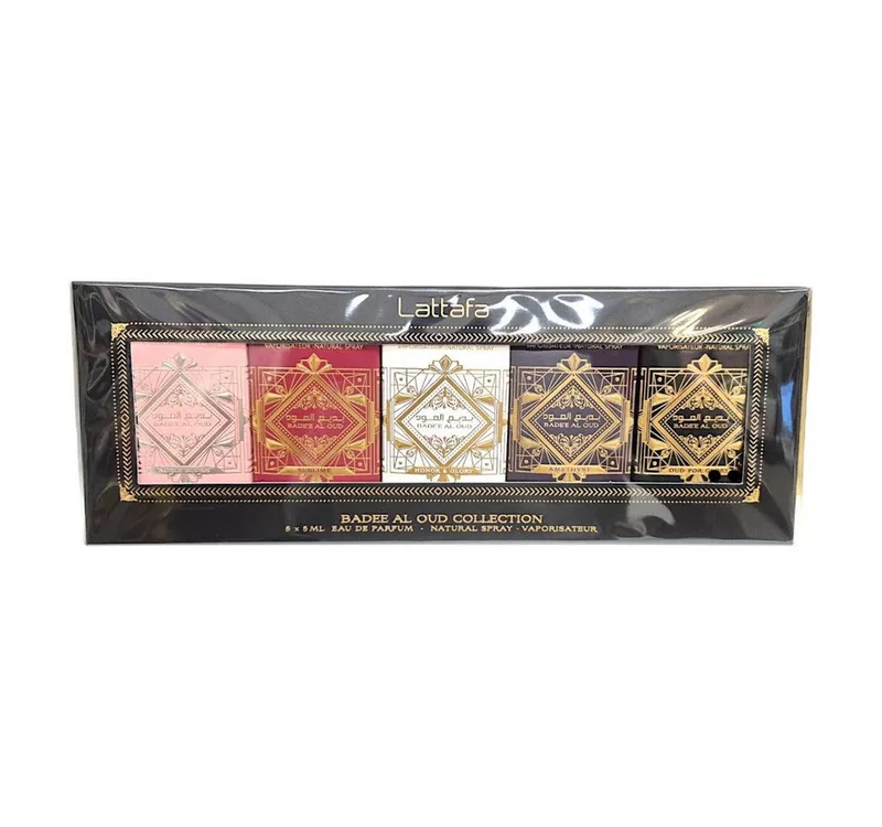 Duft-Set Badee Al Oud Collection Discovery- 5x5ml + Parfümzerstäuber Miniatur von Lattafa – Produktfoto 3 von 4