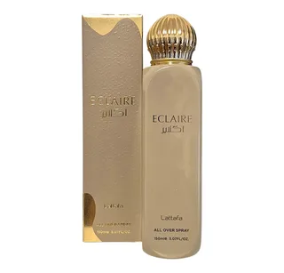 Duft-Set Eclaire All Over Spray 150ml Süßer Gourmand + Parfümzerstäuber leer fra Lattafa – produktbillede 3 af 3