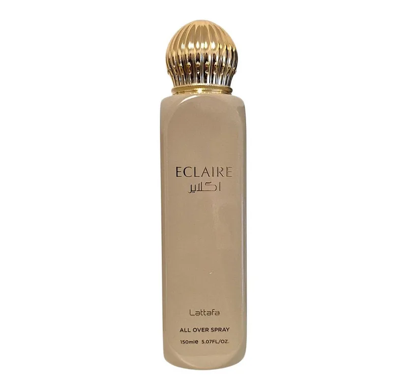 Duft-Set Eclaire All Over Spray 150ml Süßer Gourmand + Parfümzerstäuber leer fra Lattafa – produktbillede 2 af 3