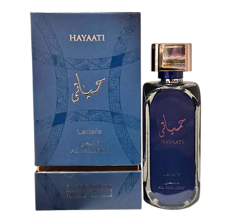 Duft-Set Hayaati Al Maleky Eau de Parfum 100ml + Parfümzerstäuber (leer) Set von Lattafa – Produktfoto