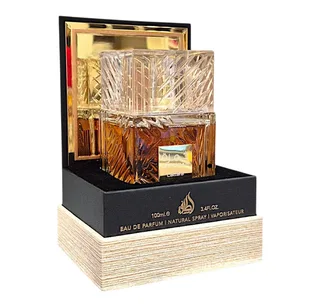 Duft-Set Khamrah Dukhan Khamrah Qahwa EDP 100 ml + Parfümzerstäuber (leer) Set fra Lattafa – produktbillede 4 af 5