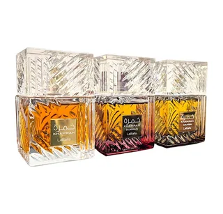 Duft-Set Khamrah Dukhan Khamrah Qahwa EDP 100 ml + Parfümzerstäuber (leer) Set fra Lattafa – produktbillede 2 af 5