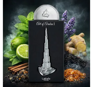 Duft-Set Pride Art Of Arabia I Eau de Parfum 100 ml + Parfümzerstäuber (leer) fra Lattafa – produktbillede 3 af 3