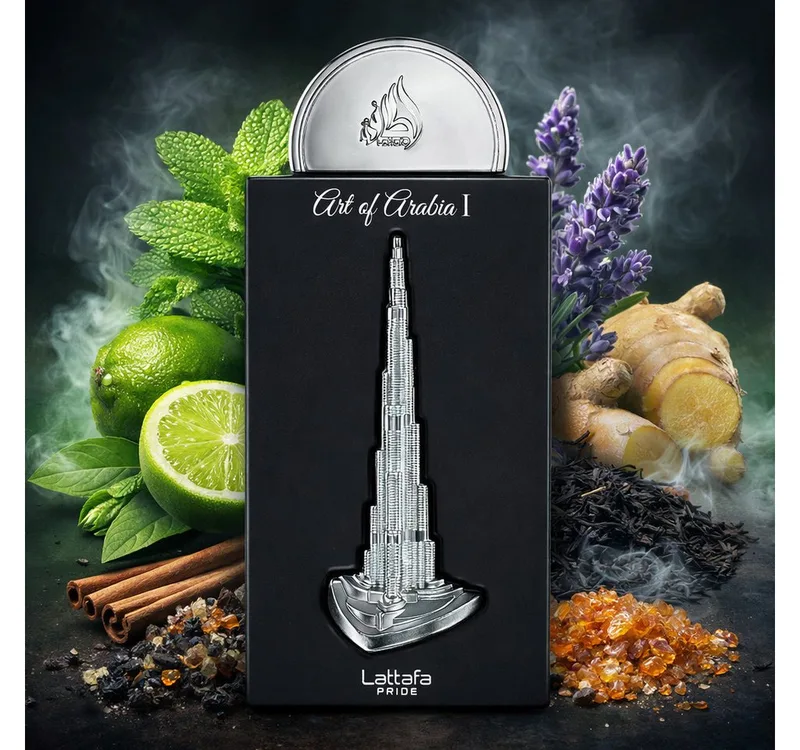 Duft-Set Pride Art Of Arabia I Eau de Parfum 100 ml + Parfümzerstäuber (leer) fra Lattafa – produktbillede 3 af 3