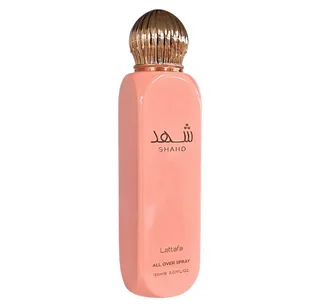 Duft-Set Shahd All Over Spray 150 ml Body Spray + Parfümzerstäuber (leer) Set von Lattafa – Produktfoto 2 von 2