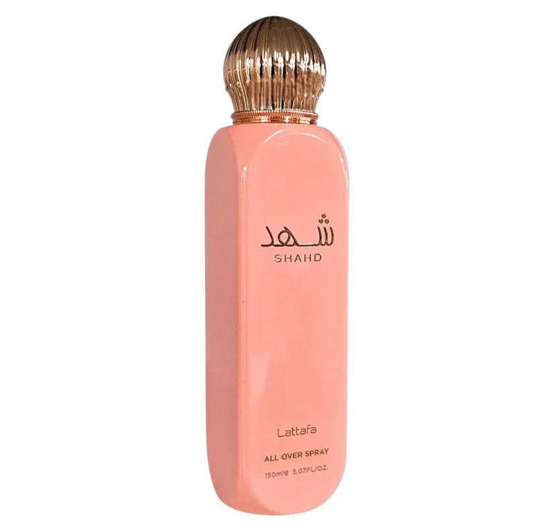 Duft-Set Shahd All Over Spray 150 ml Body Spray + Parfümzerstäuber (leer) Set von Lattafa – Produktfoto 2 von 2