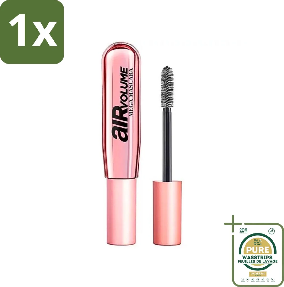 1 x L'Oréal Paris - Mascara - Air Mega Volume - Zwart - 8,7 ml- Mascara Volume - Mega Volume - Mascara Zwart - Mascara Licht - Mascara Comfort van L'Oréal Paris in Zwart – productfoto