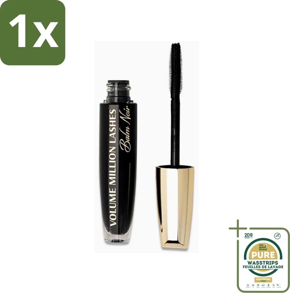 1 x L'Oréal Paris - Mascara - Volume Million Lashes Balm Noir - Zwart - 8,9 ml- Mascara - Volume - Verzorging - Wimpers - Zwart van L'Oréal Paris in Zwart – productfoto