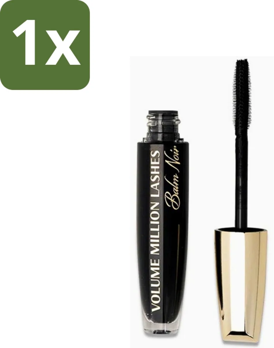 1 x L'Oréal Paris - Mascara - Volume Million Lashes Balm Noir - Zwart - 8,9 ml - Mascara - Volume - Verzorging - Wimpers - Zwart van L'Oréal Paris in Zwart – productfoto