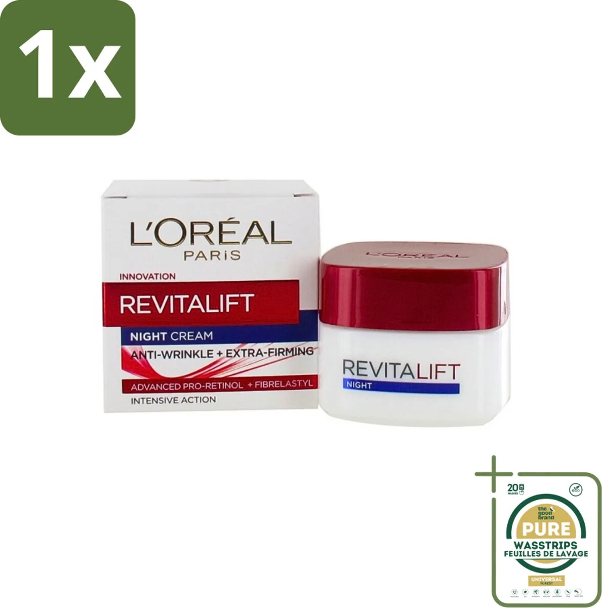 1 x L'Oréal Revitalift - Nachtcrème - Anti-Rimpel - Hydraterend en Verstevigend - Anti-rimpel Crème - Nachtcrème - Anti-aging Crème - Hydraterende Crème - Huidversteviging de L'Oréal Paris en 50 ml – photo du produit
