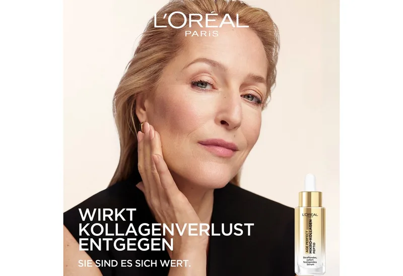 Anti-Falten-Serum AGE PERFECT MIKRO-KOLLAGEN SERUM, für Gesicht und Hals, leichte Fluid-Textur von L'Oréal Paris in Gold – Produktfoto 5 von 5