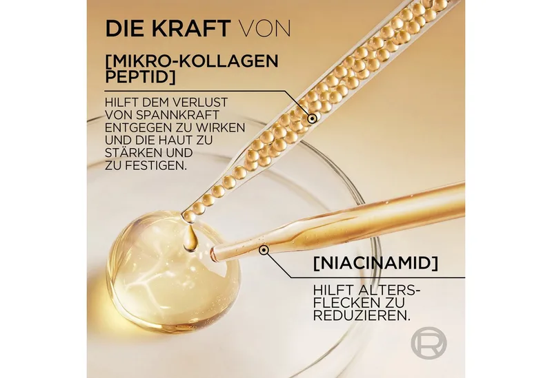 Anti-Falten-Serum AGE PERFECT MIKRO-KOLLAGEN SERUM, für Gesicht und Hals, leichte Fluid-Textur von L'Oréal Paris in Gold – Produktfoto 3 von 5