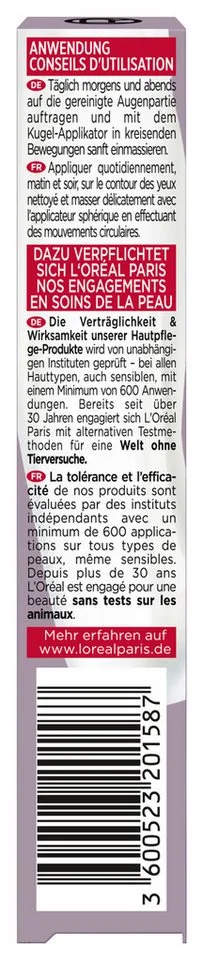 Augencreme REVITALIFT FILLER AUGENPFLEGE, mit Hyaloronsäure fra L'Oréal Paris i Hvid – produktbillede 3 af 5