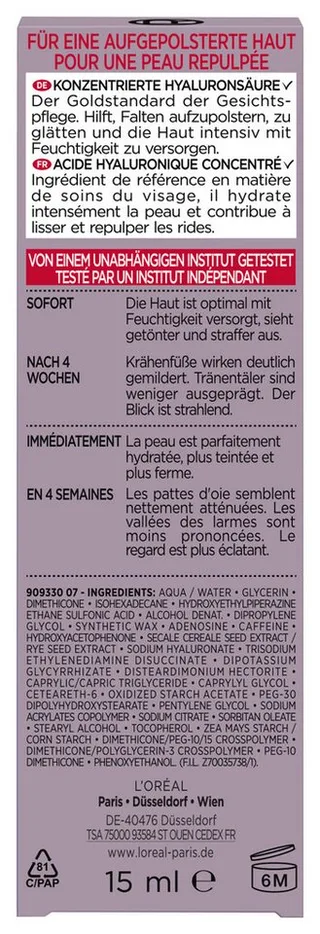 Augencreme REVITALIFT FILLER AUGENPFLEGE, mit Hyaloronsäure fra L'Oréal Paris i Hvid – produktbillede 5 af 5