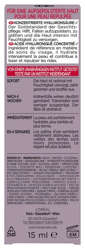 Augencreme REVITALIFT FILLER AUGENPFLEGE, mit Hyaloronsäure fra L'Oréal Paris i Hvid – produktbillede 5 af 5
