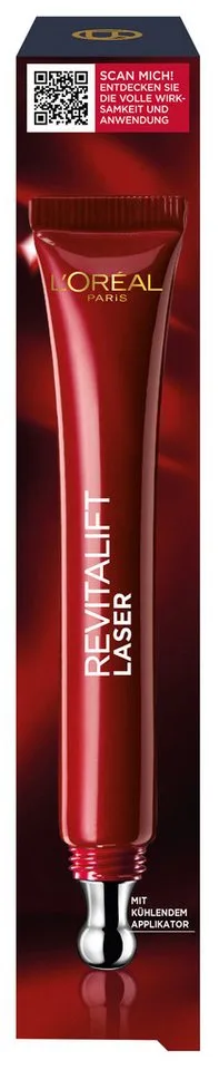 Augencreme REVITALIFT LASER X3 ANTI-AGE AUGENPFLEGE, RevitaLift Laser X3 Anti-Age Pflege, wirkt abschwellend, mildert Falten, gegen Falten und Augenringe von L'Oréal Paris in Rot – Produktfoto 4 von 5