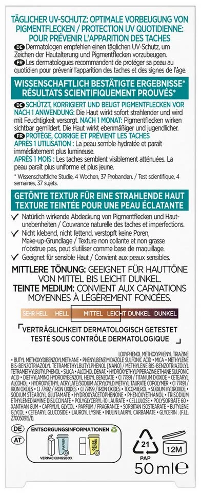 Bright Reveal Quotidien Glow-Fluid Teinté avec FPS 50 - Moyen Gel solaire de L'Oréal Paris en 50 ml – photo du produit 5 sur 5