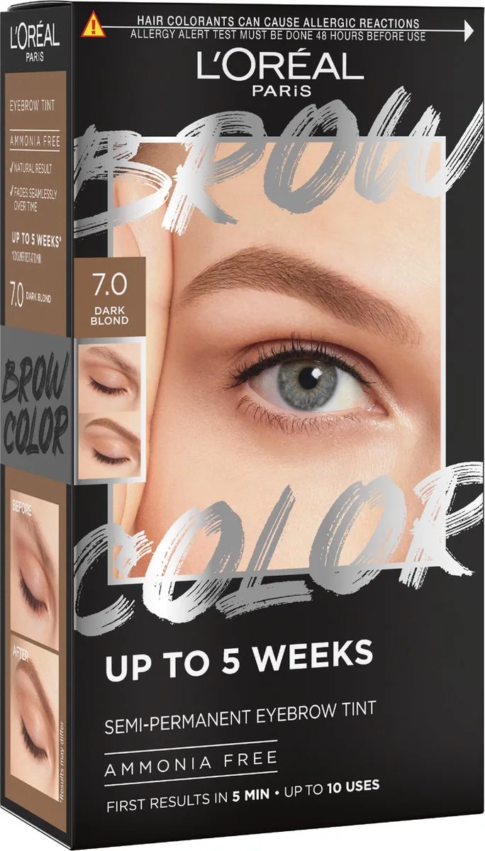 Brow Color wenkbrauwverf - getinte wenkbrauwen tot wel 5 weken* - resultaten na 5 min. - 7.0 - 30 ml de L'Oréal Paris en Dark Blonde – photo du produit