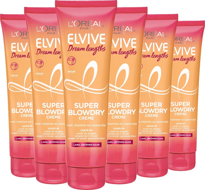 Elvive Dream Lengths Blowdry Cream - Lang, Beschadigd Haar - 6 x 150ml de L'Oréal Paris – photo du produit