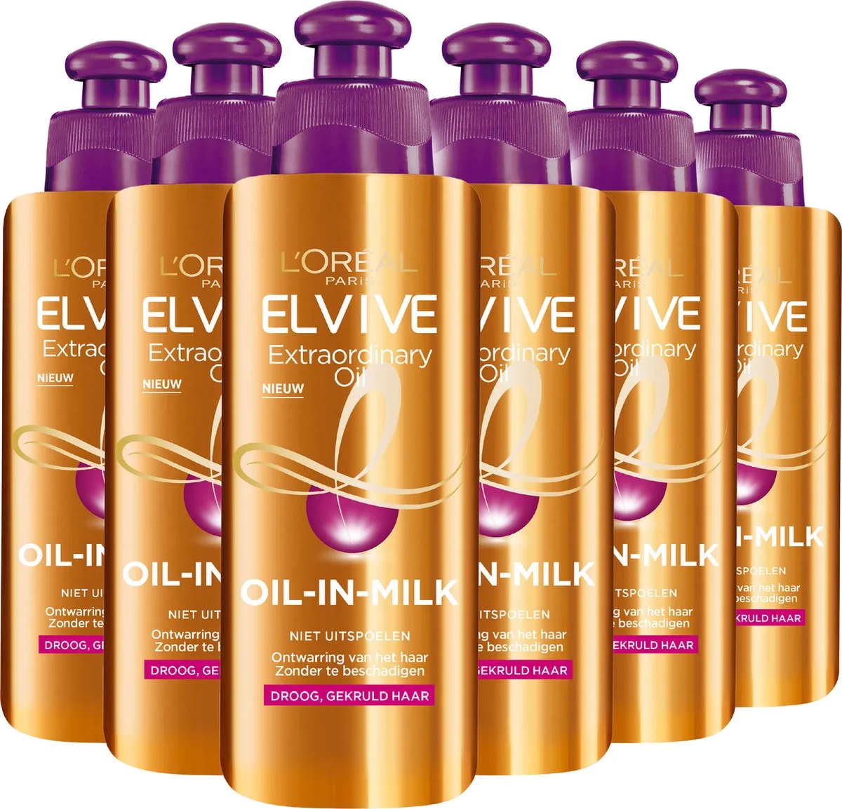 Elvive Extraordinary Oil Krulverzorging - Oil-In-Milk - Leave-in Crème - 6 x 200ml de L'Oréal Paris – photo du produit