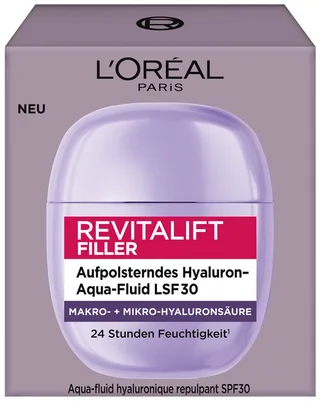 Gesichtsfluid REVITALIFT FILLER AUFPOLSTERNDES HYALURON AQUA-FLUID LSF 30, verfeinert das Hautbild de L'Oréal Paris en Blanc – photo du produit 3 sur 5