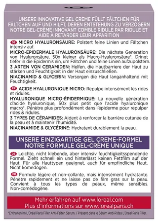 Gesichtsgel REVITALIFT FILLER GEL-CREME, mit Hyaluron, polstert auf und mildert feine Falten von L'Oréal Paris in Weiß – Produktfoto 4 von 5