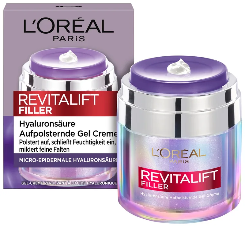 Gesichtsgel REVITALIFT FILLER GEL-CREME, mit Hyaluron, polstert auf und mildert feine Falten von L'Oréal Paris in Weiß – Produktfoto 1 von 5