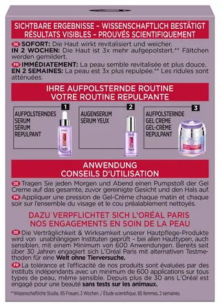 Gesichtsgel REVITALIFT FILLER GEL-CREME, mit Hyaluron, polstert auf und mildert feine Falten von L'Oréal Paris in Weiß – Produktfoto 3 von 5